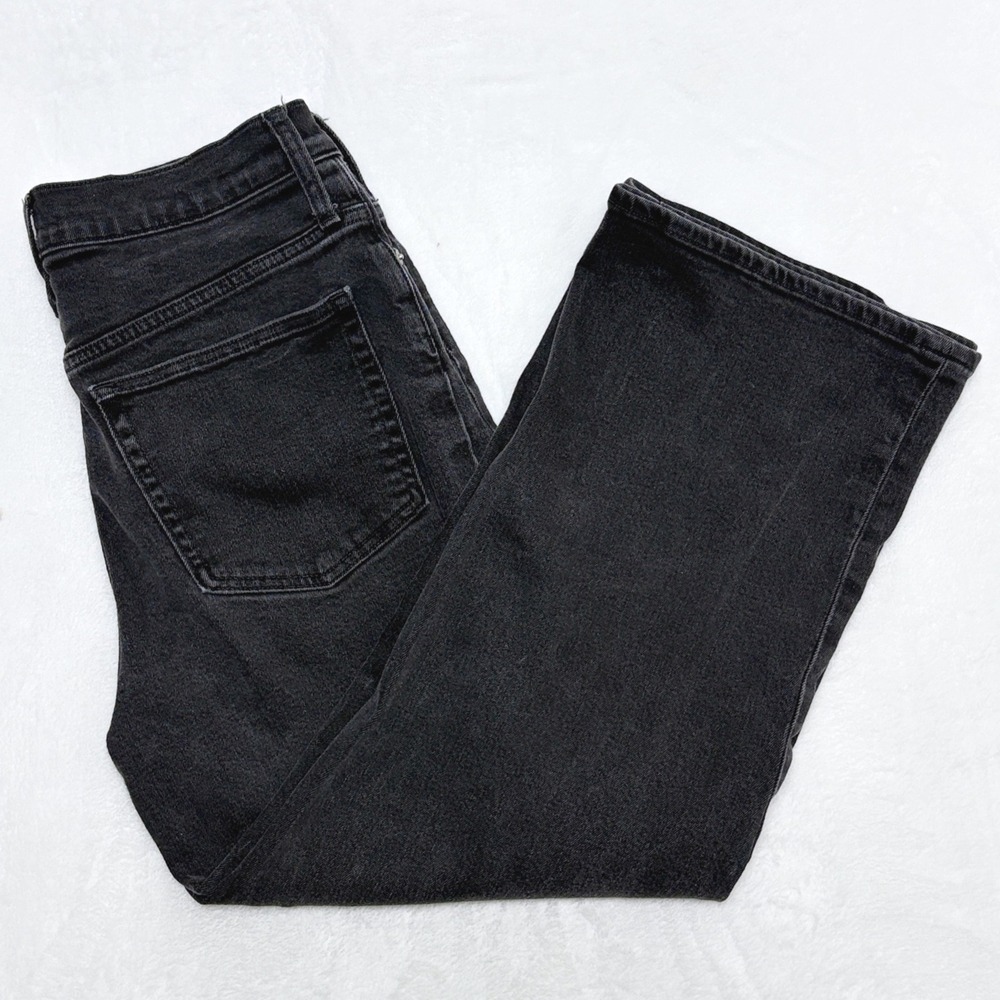 J.Crew Clean Black Slim Wide-Leg Cropped Jeans Size 30 High Rise Quiet Luxury